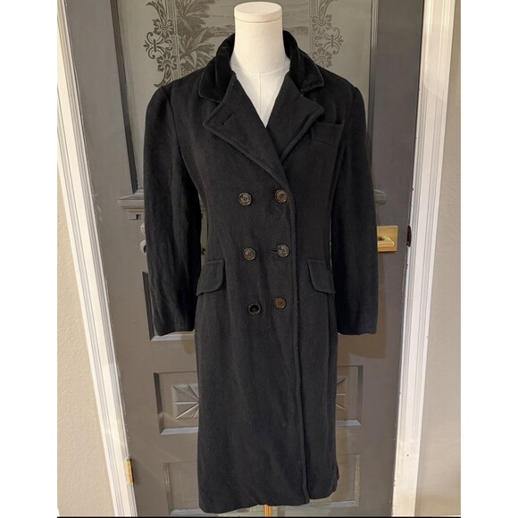 Vintage M.G. Kinsler The Great American Coat Wool Blend Black Long Coat USA Made - Picture 1 of 10